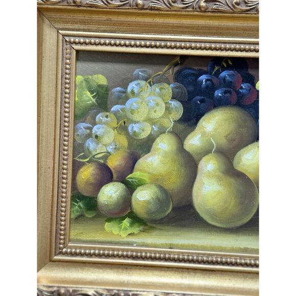 Original Mid-Century Italian Still Life Oil Painting Pears & Grapes R Ricci - Picture 4 of 13